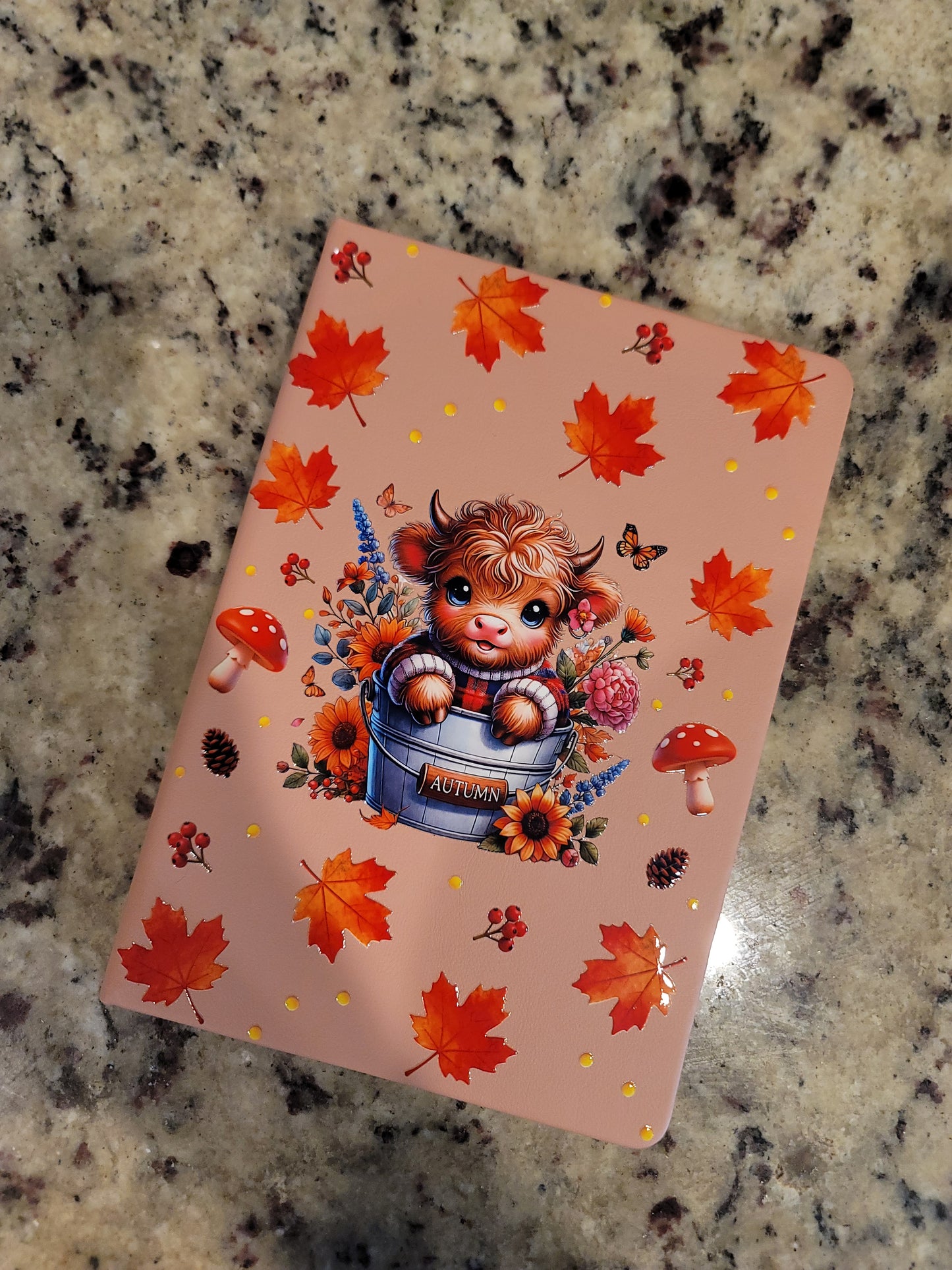 Autumn Highland Cow A5 Spiral Notebook | Cute Fall Journal | Cozy Hardcover Notebook | School, Journaling & Note Taking | BNH Creations