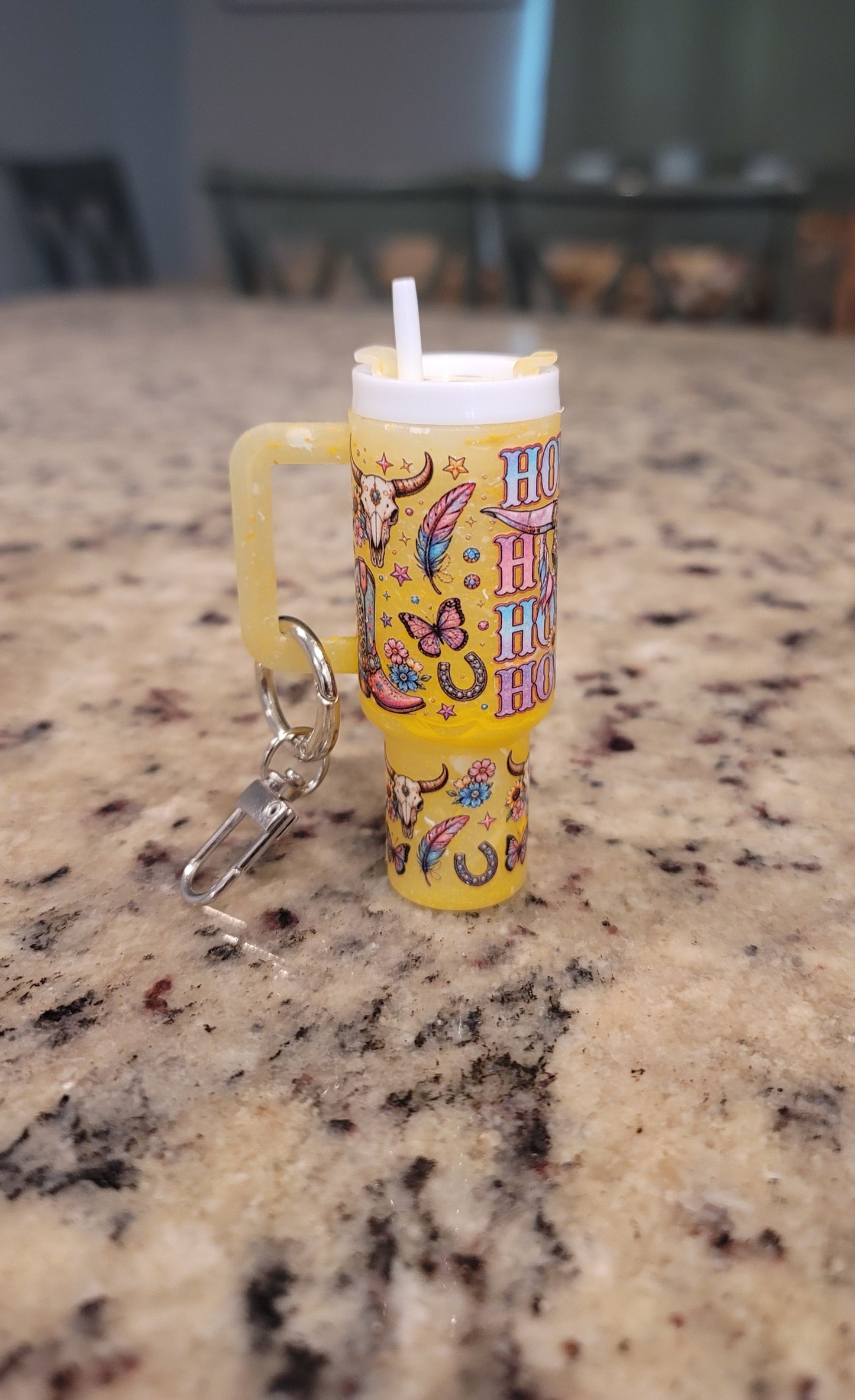 Howdy Mini Tumbler Chapstick Holder Keychain | Western Lip Balm Holder | Cow Skull Lipstick Keychain | Cute Cowgirl Purse Charm