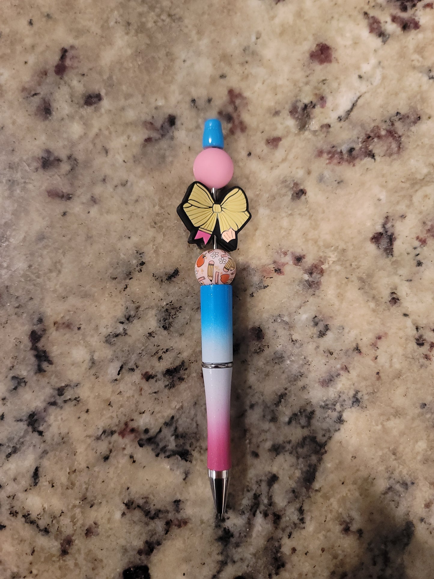 Cute Bow Beaded Pen | Handmade Pastel Ballpoint Pen | Coquette Style Silicone Bead Pen | Teacher Gift | Journal & Planner Pen