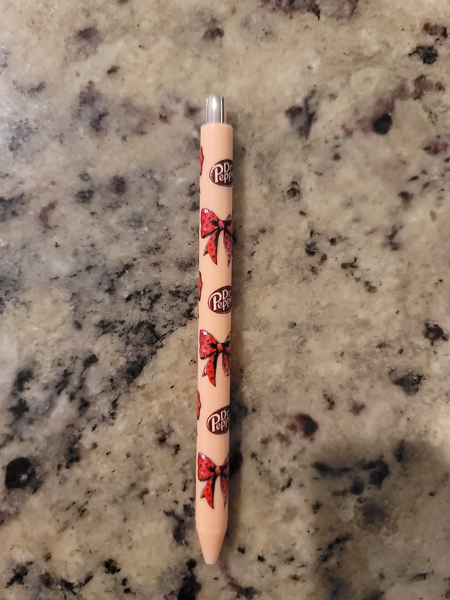 Cherry Soda Inspired UV DTF Wrapped Pen | Pink Bow Ballpoint Pen | Cute Stationery Gift for Soda Lovers