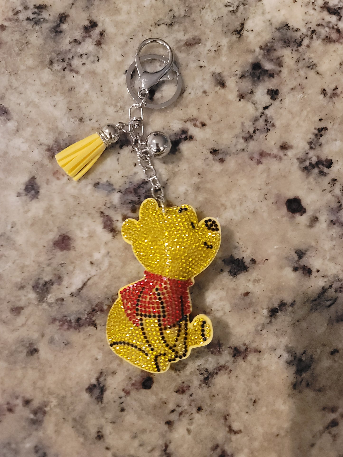 Yellow Bear Rhinestone Purse Buddy | Glitter Bag Charm | Cute Honey Bear Keychain | Sparkly Purse Accessory | Backpack Charm