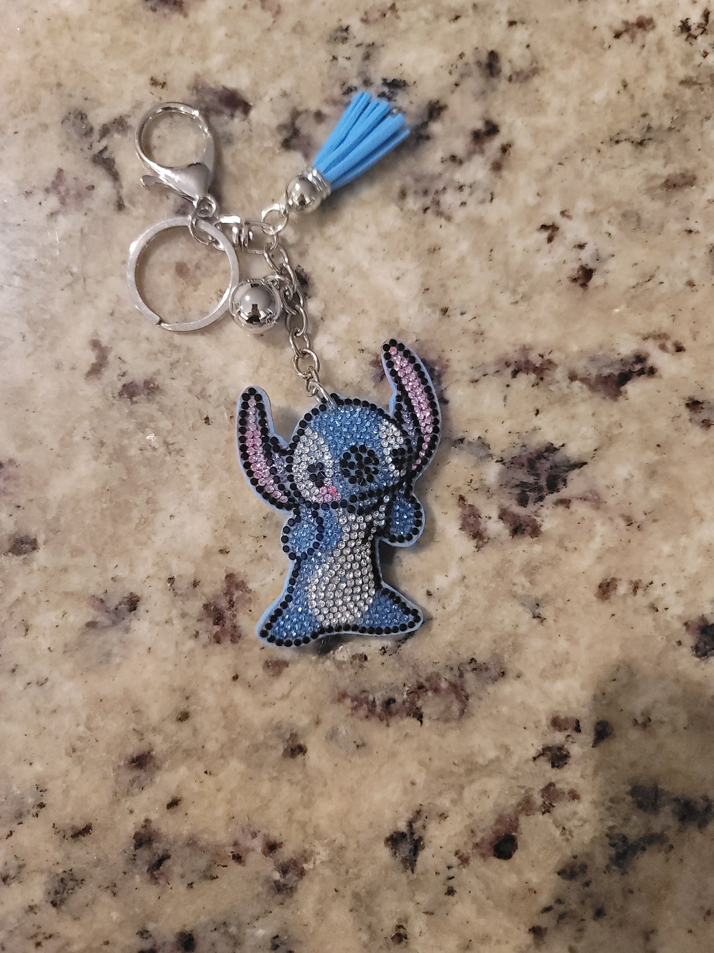 Blue Alien Rhinestone Purse Buddy | Glitter Bag Charm | Cute Backpack Charm | Sparkly Keychain | Whimsical Purse Accessory
