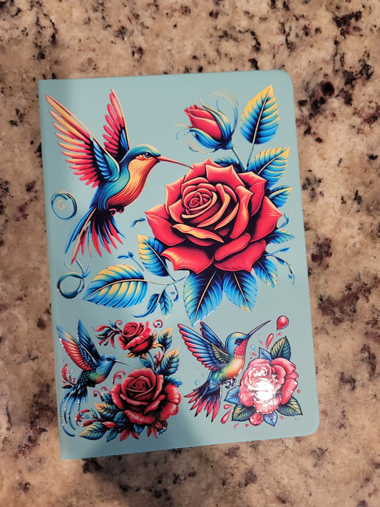 Hummingbird & Rose A5 Spiral Notebook | Floral Hardcover Journal | Cute Bird Notebook | School, Journaling & Note Taking | BNH Creations