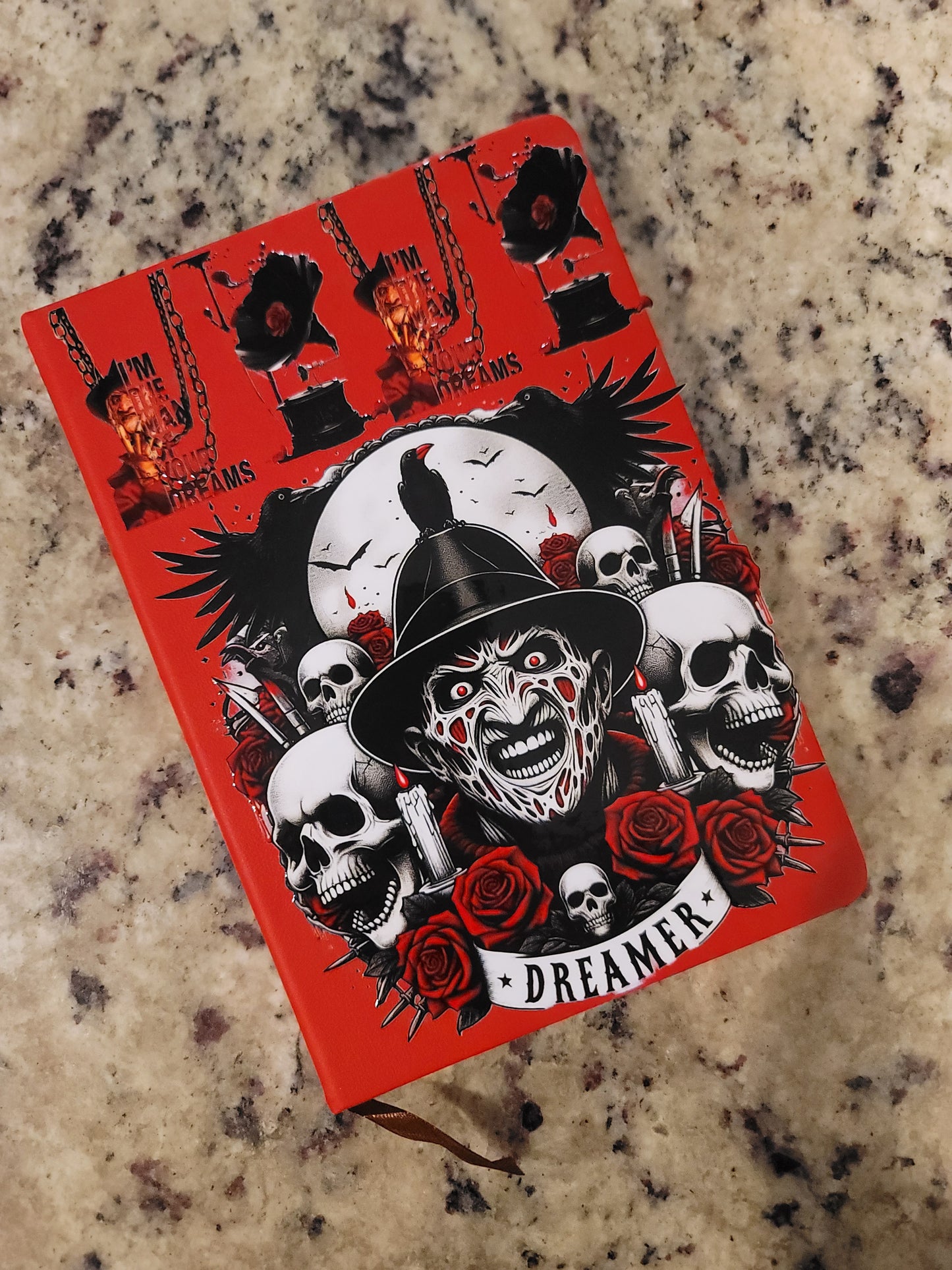 Horror Dreamer A5 Notebook | Gothic Hardcover Journal | Spooky Skull & Raven Writing Notebook | Dark Aesthetic Gift for Horror Fans