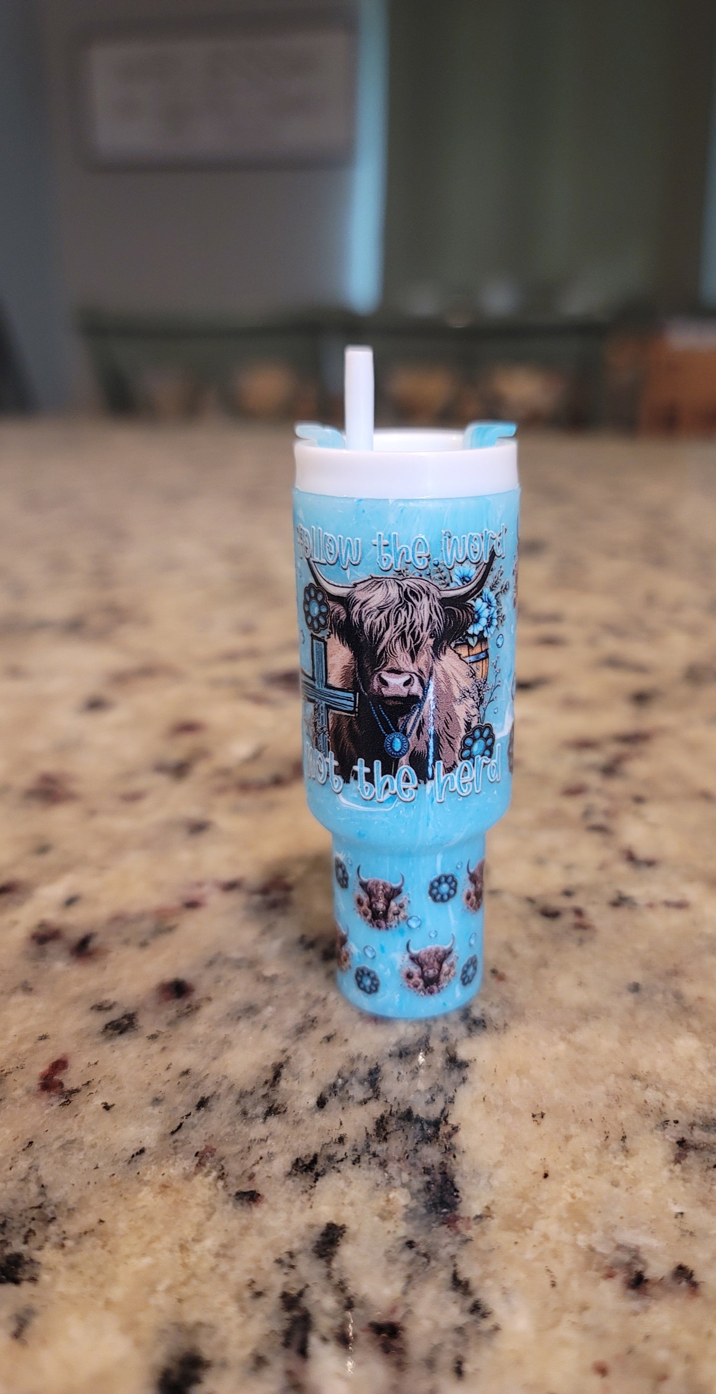 Faith Highland Cow Mini Tumbler Chapstick Holder Keychain | Inspirational Lip Balm Holder | Western Christian Mini Cup Keychain Gift