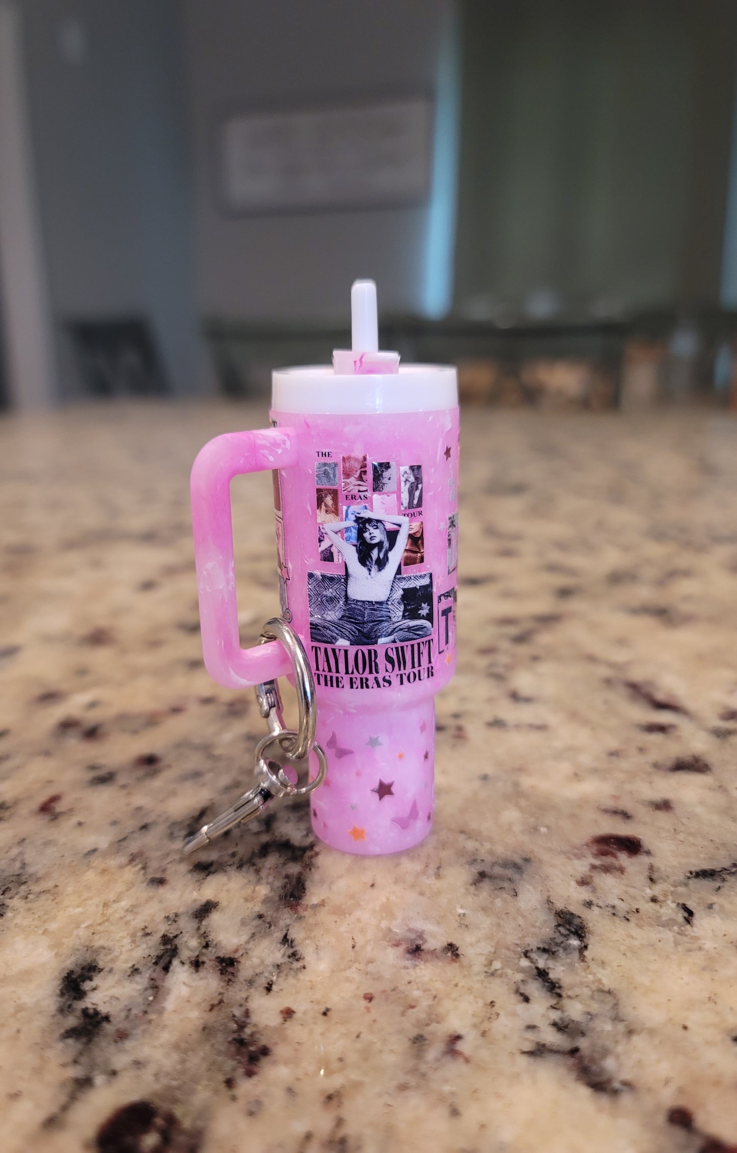 Pink Pop Star Inspired Mini Tumbler Chapstick Holder Keychain | Glitter Mini Cup Lip Balm Holder | Cute Gift for Music Lovers