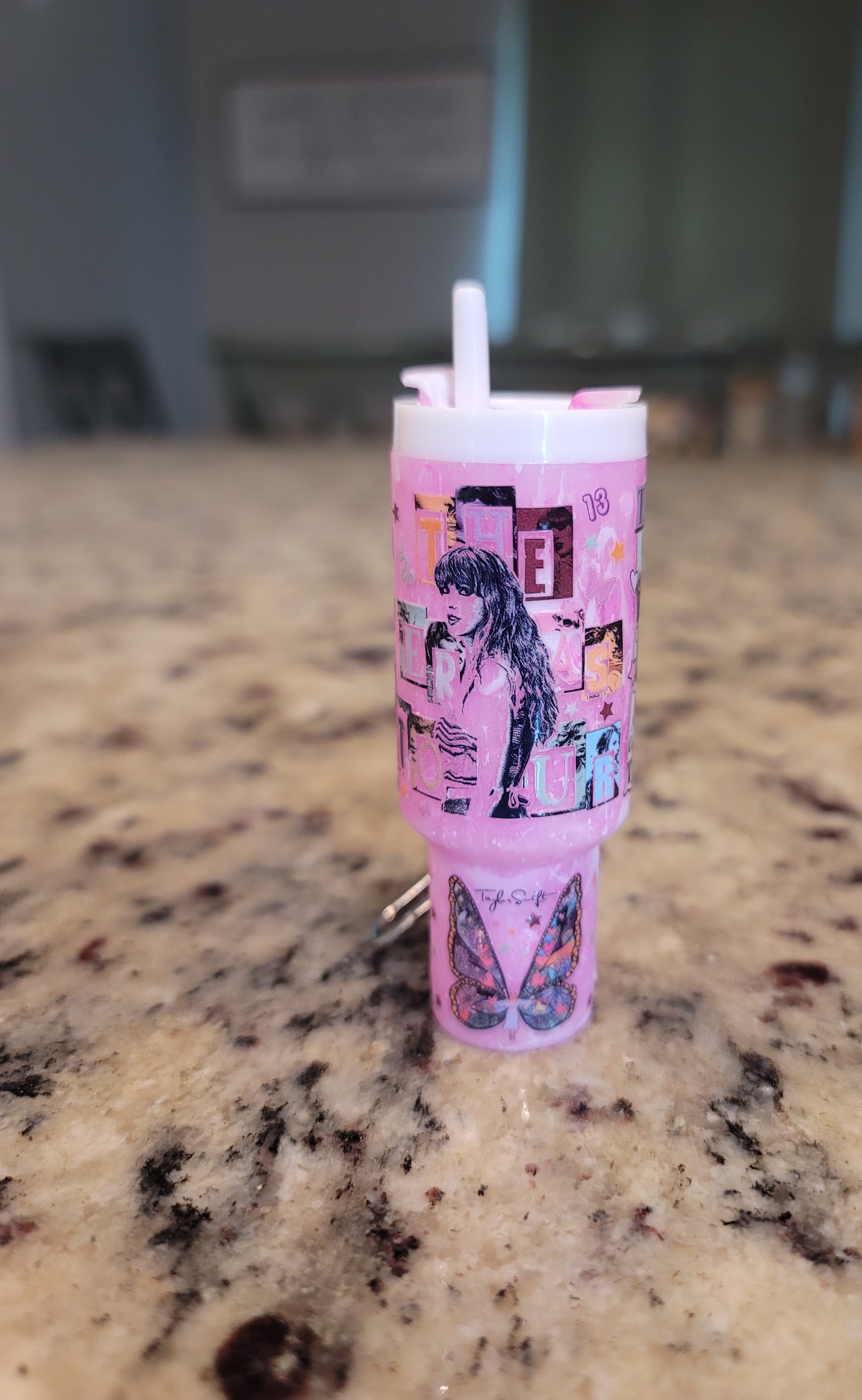 Pink Pop Star Inspired Mini Tumbler Chapstick Holder Keychain | Glitter Mini Cup Lip Balm Holder | Cute Gift for Music Lovers