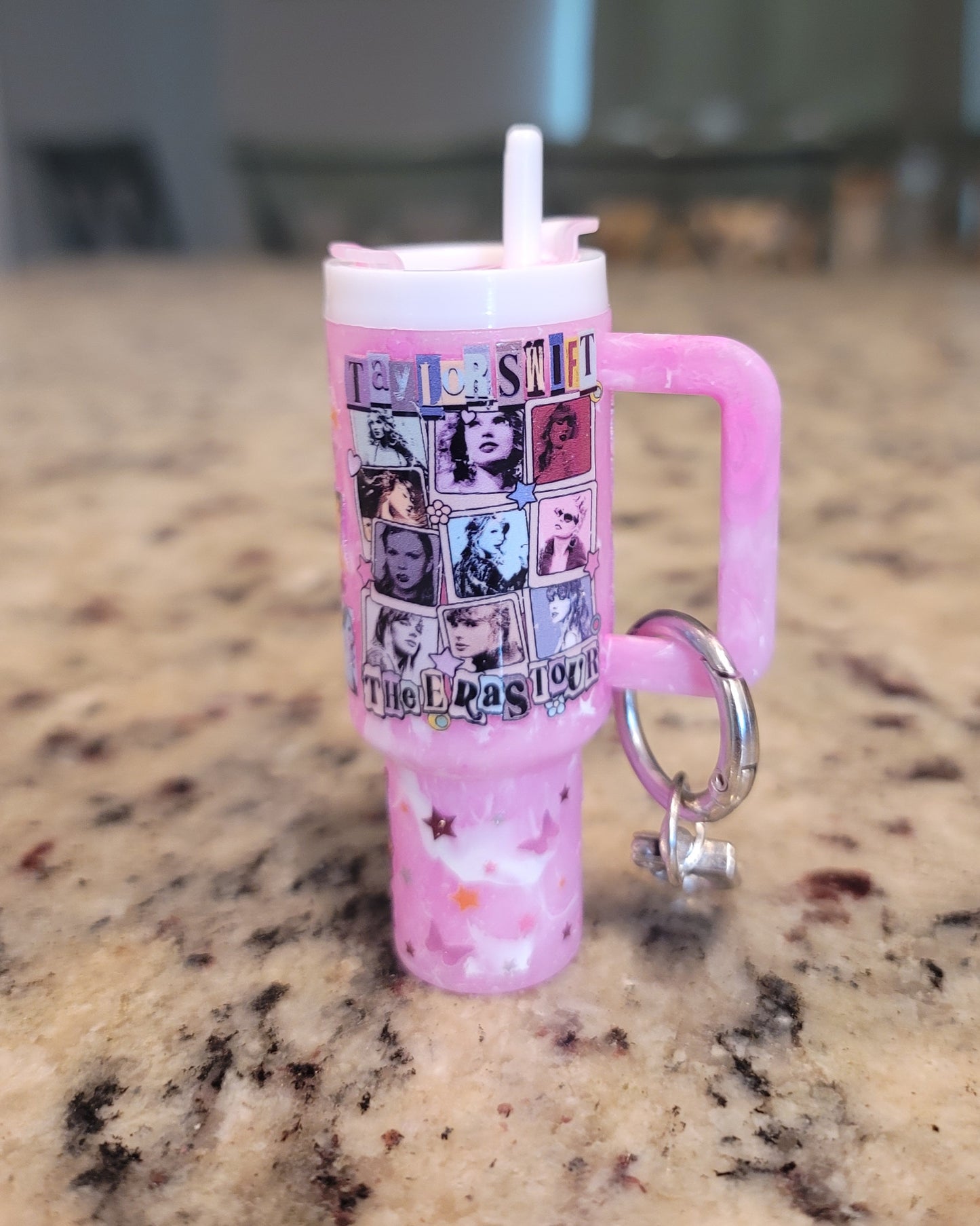 Pink Pop Star Inspired Mini Tumbler Chapstick Holder Keychain | Glitter Mini Cup Lip Balm Holder | Cute Gift for Music Lovers