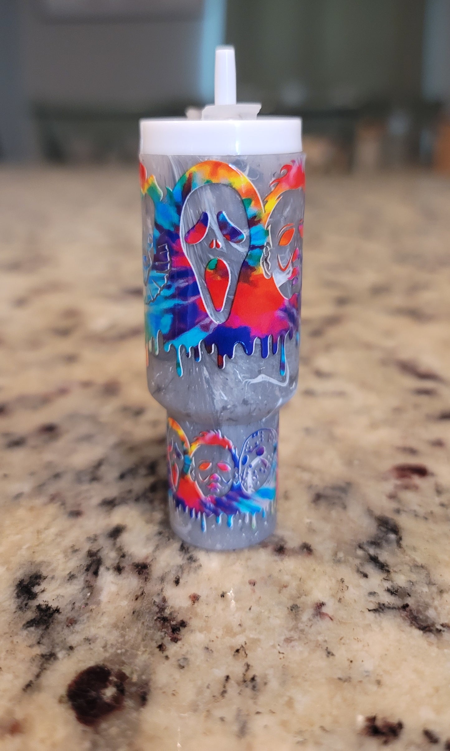 Spooky Horror Movie Inspired Mini Tumbler Keychain Lip Balm Holder | Halloween Chapstick Holder | Creepy Purse Accessory