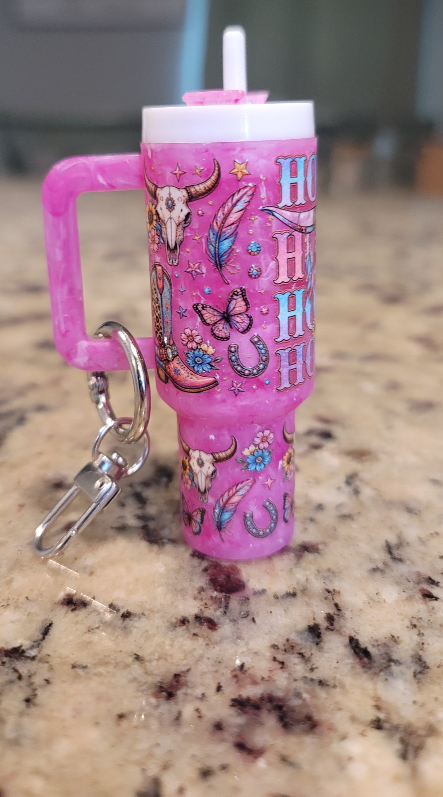 Howdy Western Mini Tumbler Keychain | Pink Cowgirl Lip Balm Holder | Western Purse Charm | Cute Chapstick Keychain