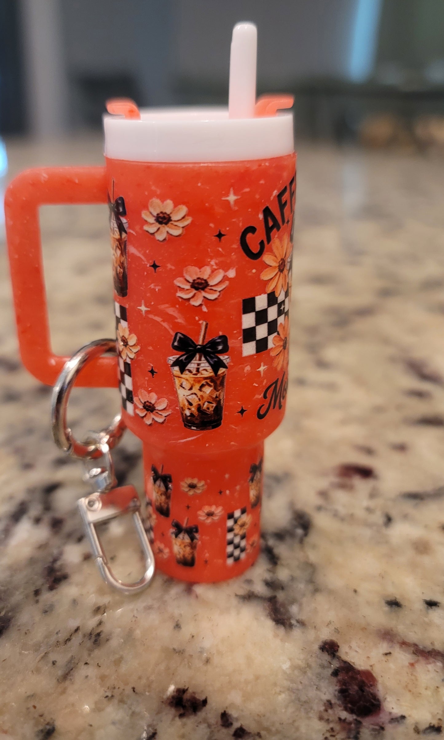 Caffeinated Moms Club Mini Tumbler Keychain | Coffee Lip Balm Holder | Cute Mom Purse Charm | Teacher & Mom Gift
