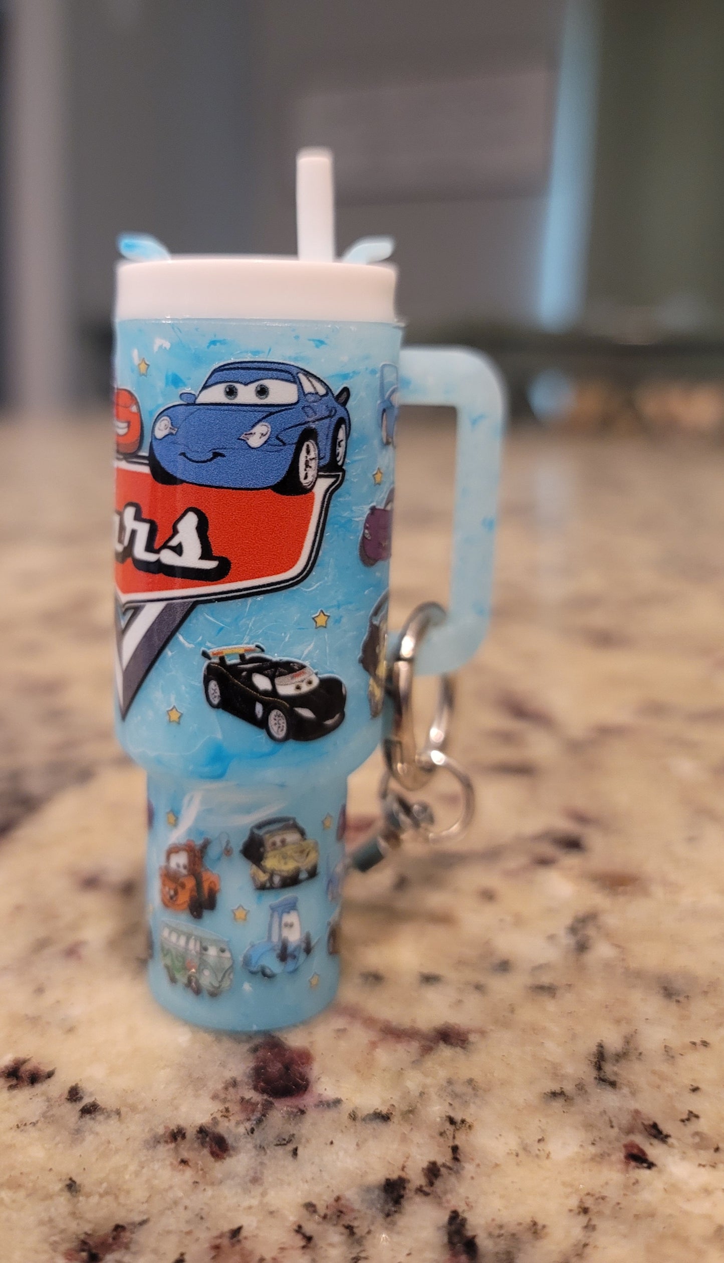 Race Day Mini Tumbler Keychain | Cartoon-Inspired Car Cup Charm | Handmade Kids Backpack Keychain | BNH Creations