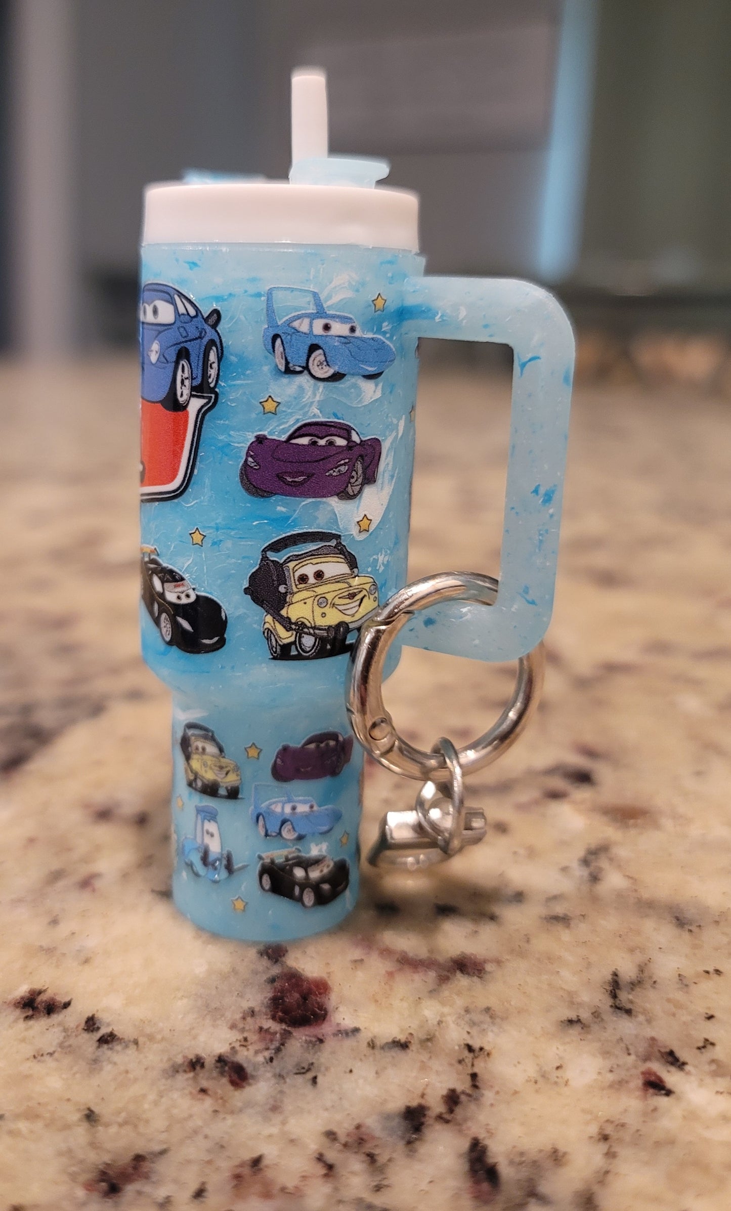 Race Day Mini Tumbler Keychain | Cartoon-Inspired Car Cup Charm | Handmade Kids Backpack Keychain | BNH Creations
