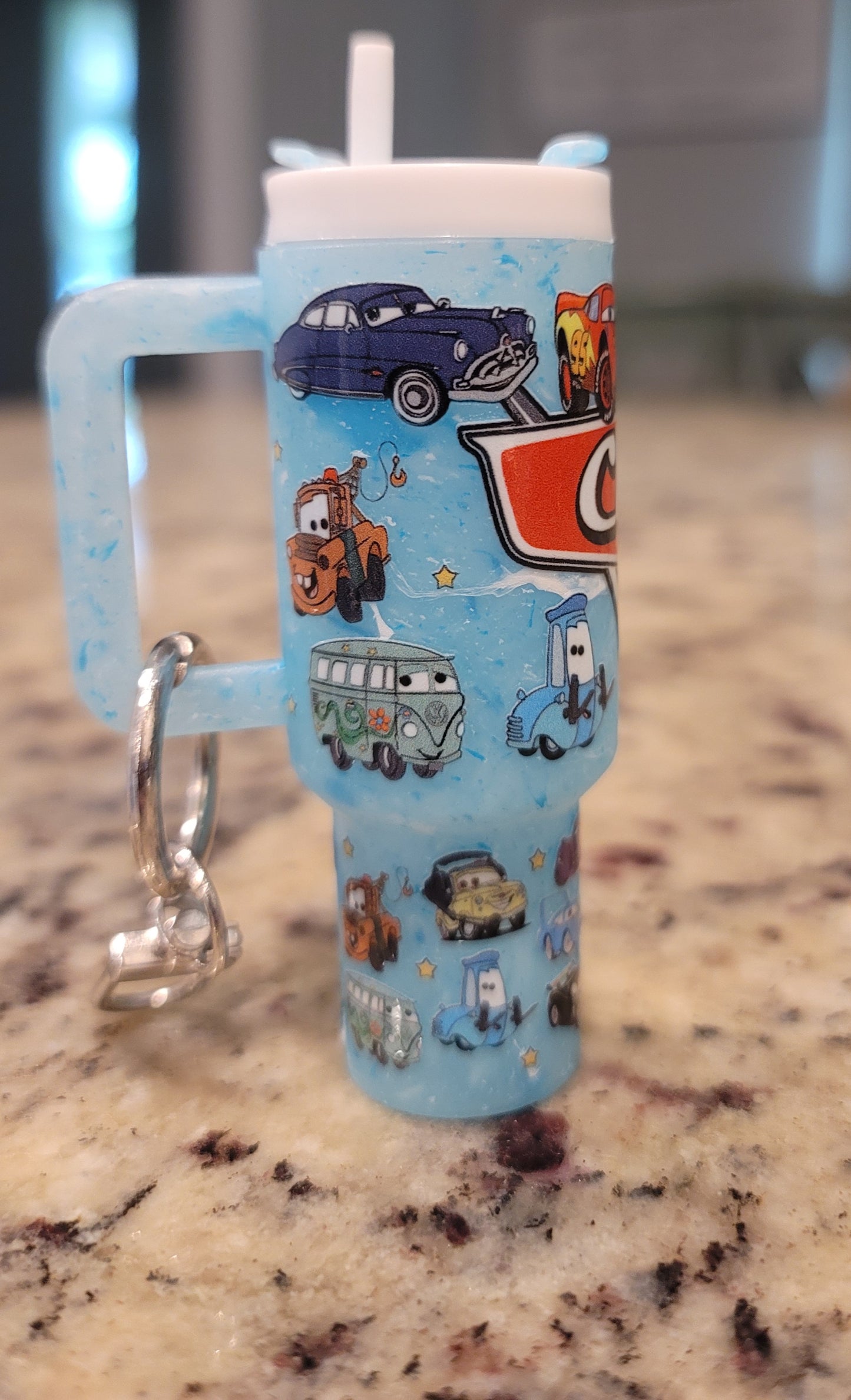 Race Day Mini Tumbler Keychain | Cartoon-Inspired Car Cup Charm | Handmade Kids Backpack Keychain | BNH Creations
