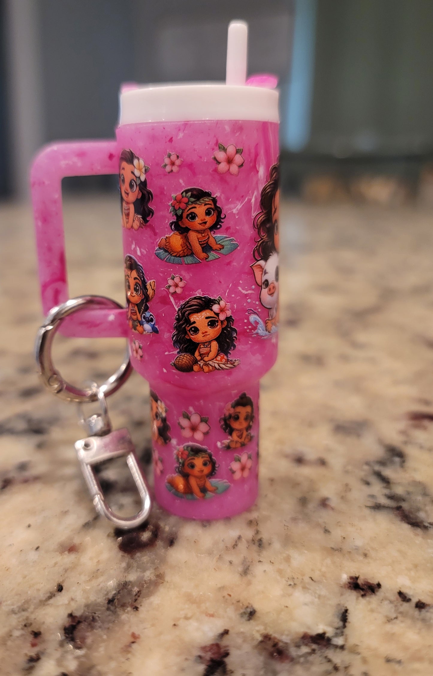 Island Adventure Girl Mini Tumbler Keychain | Tropical-Inspired Cup Charm | Handmade Backpack & Purse Accessory | BNH Creations