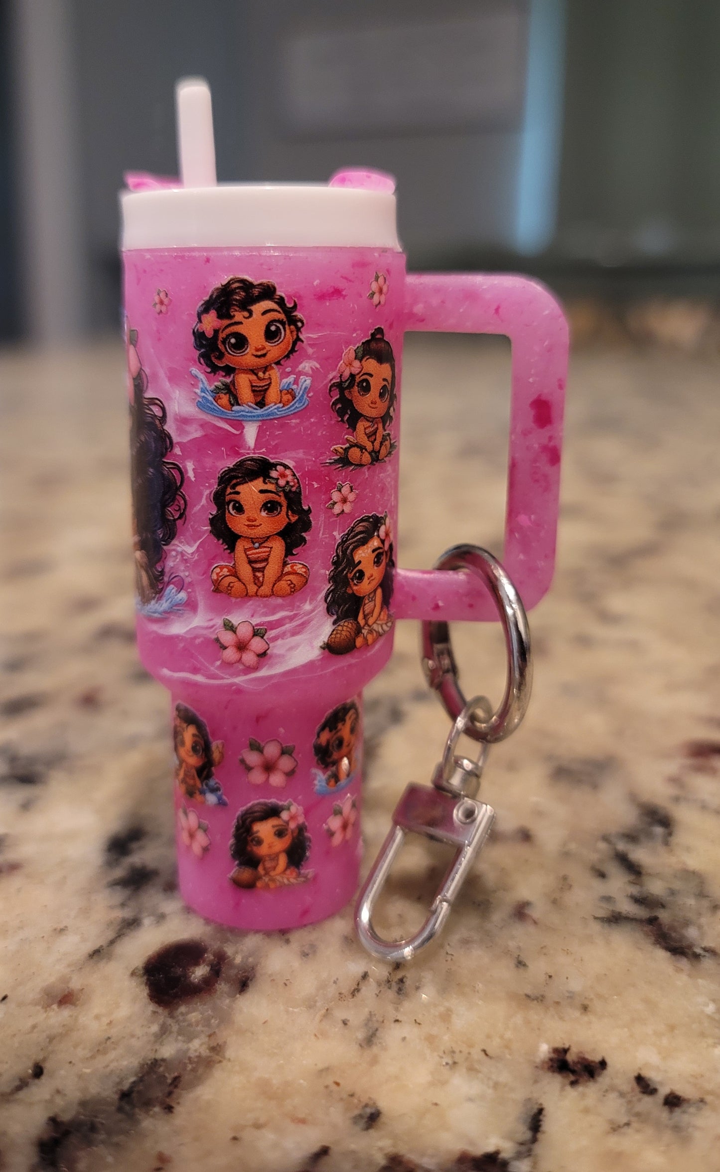 Island Adventure Girl Mini Tumbler Keychain | Tropical-Inspired Cup Charm | Handmade Backpack & Purse Accessory | BNH Creations