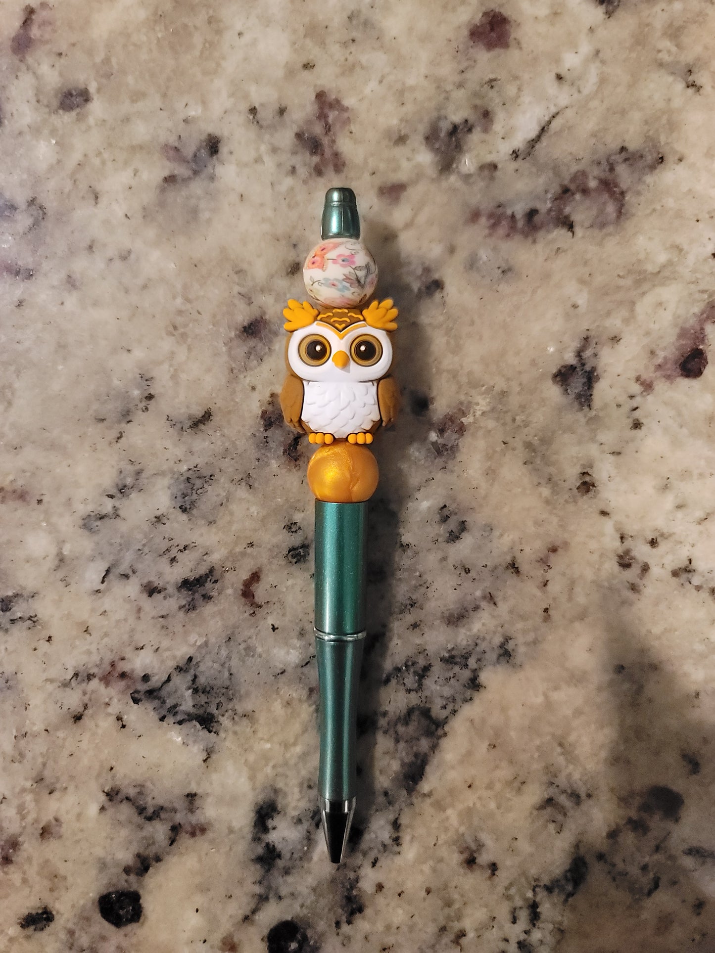 Woodland Owl Beaded Pen | Handmade Refillable Ballpoint Pen | Cute Owl Gift | Nature Lover Desk Accessory | Teacher & Reader Gift