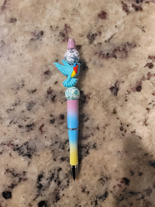 Colorful Hummingbird Beaded Pen | Handmade Floral Ballpoint Pen | Bird Lover Gift | Refillable Ink Pen | Cute Desk Accessory