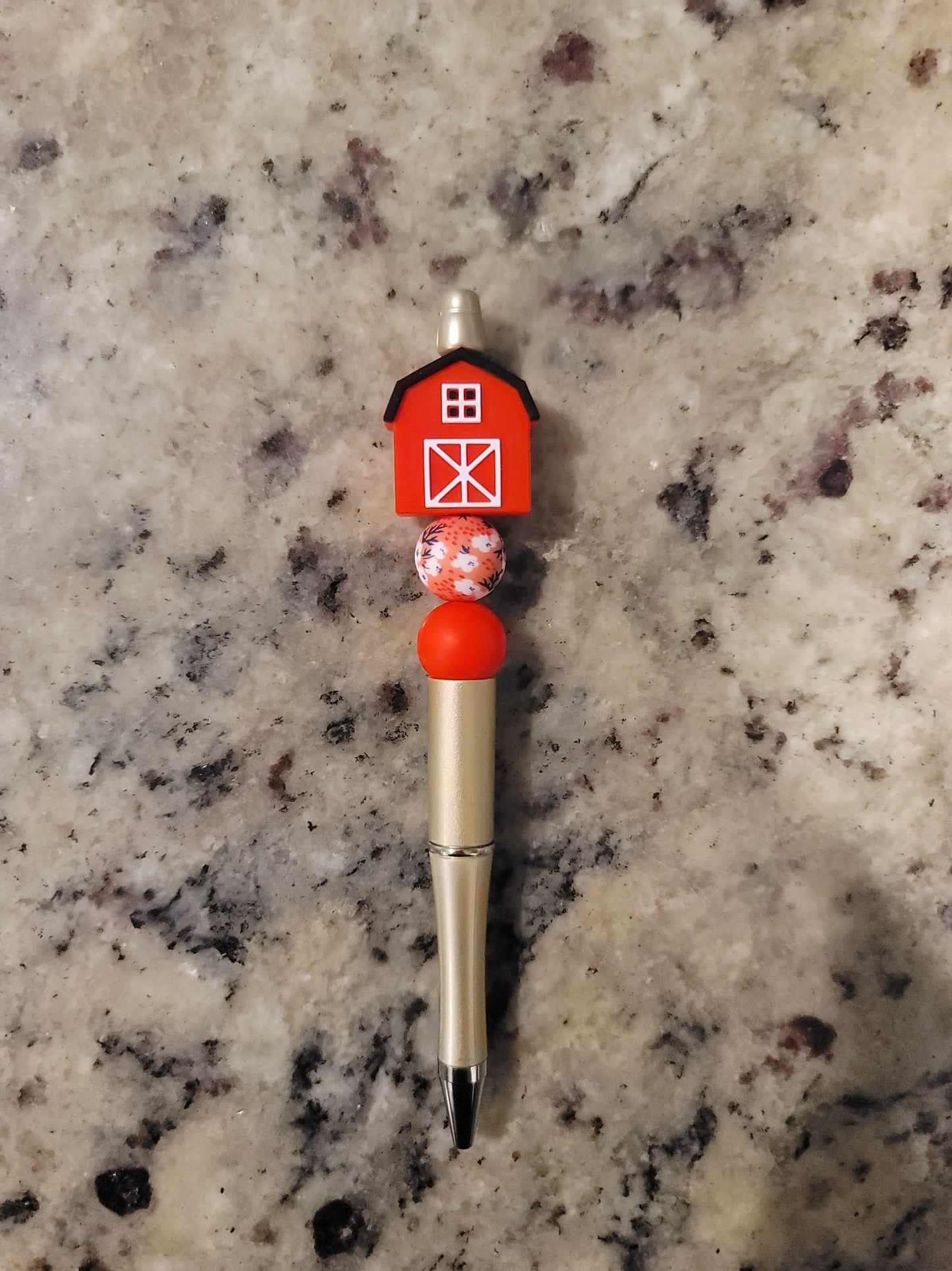 Farmhouse Barn Beaded Pen | Handmade Country Ballpoint Pen | Rustic Farm Silicone Bead Pen | Teacher Gift | Journal & Planner Pen