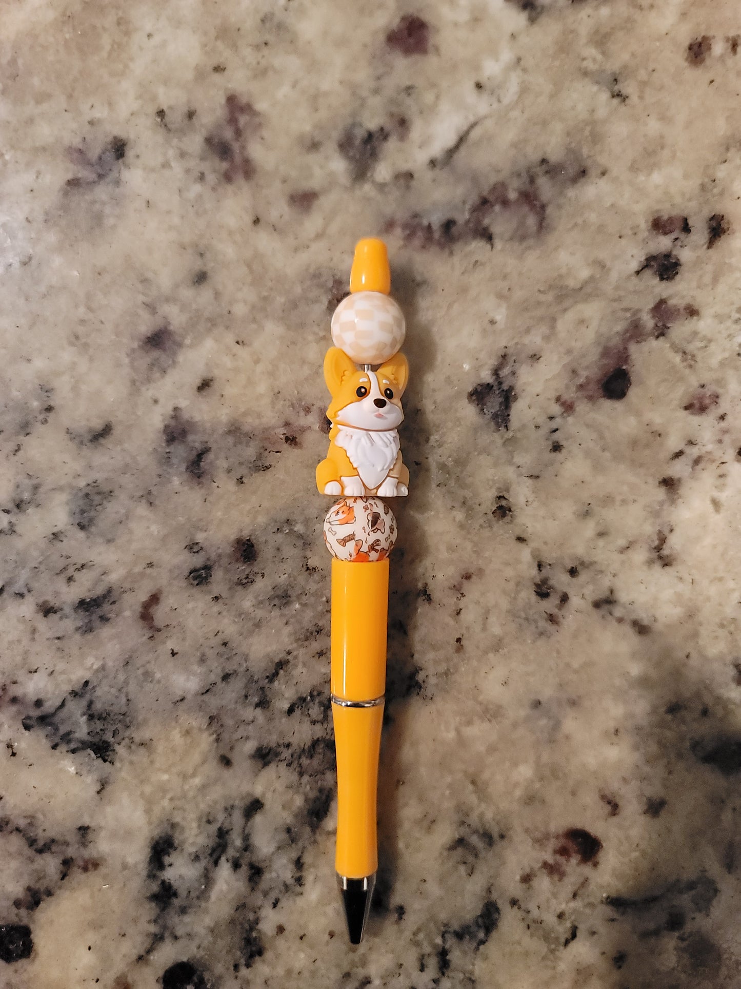 Cute Corgi Beaded Pen | Handmade Dog Lover Ballpoint Pen | Refillable Silicone Bead Pen | Puppy Desk Accessory | Gift for Pet Lovers