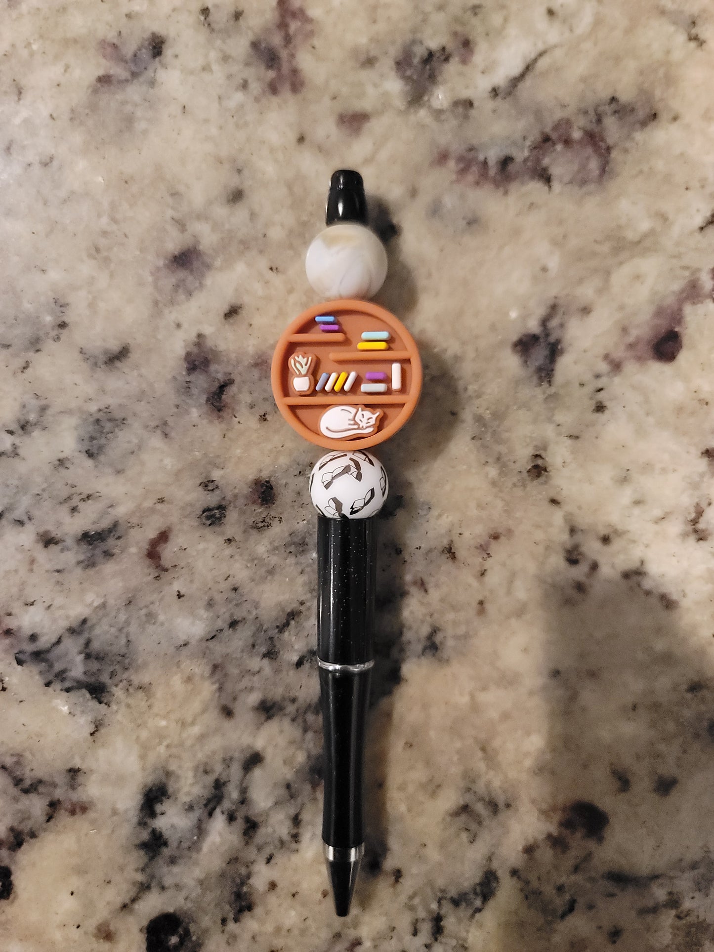 Cozy Book Lover Beaded Pen | Handmade Reading Ballpoint Pen | Refillable Silicone Bead Pen | Reader & Bookworm Gift