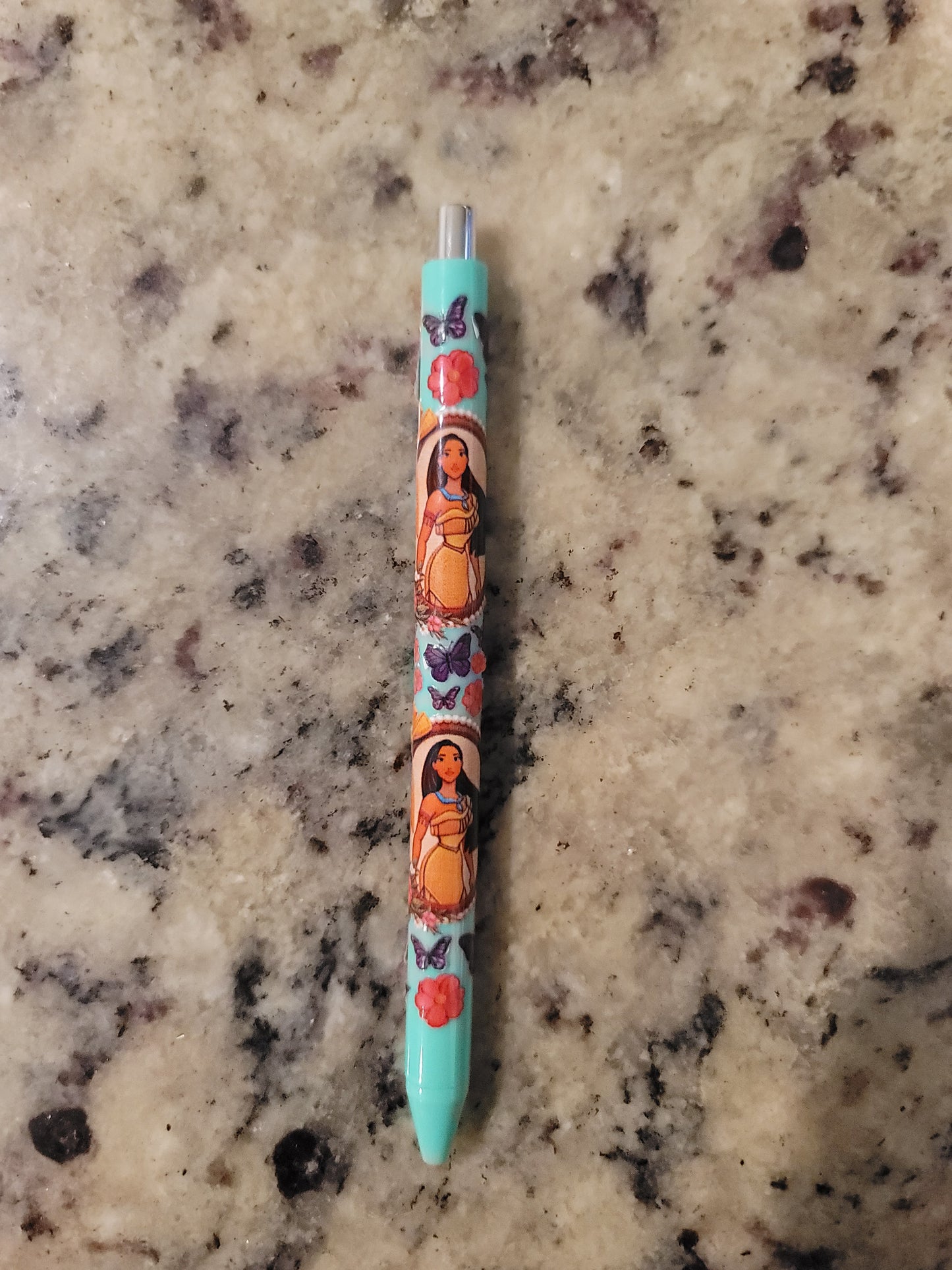 Inspired Adventure Princess UV DTF Wrapped Pen | Floral & Butterfly Ballpoint Pen | Fairytale-Inspired Stationery Gift