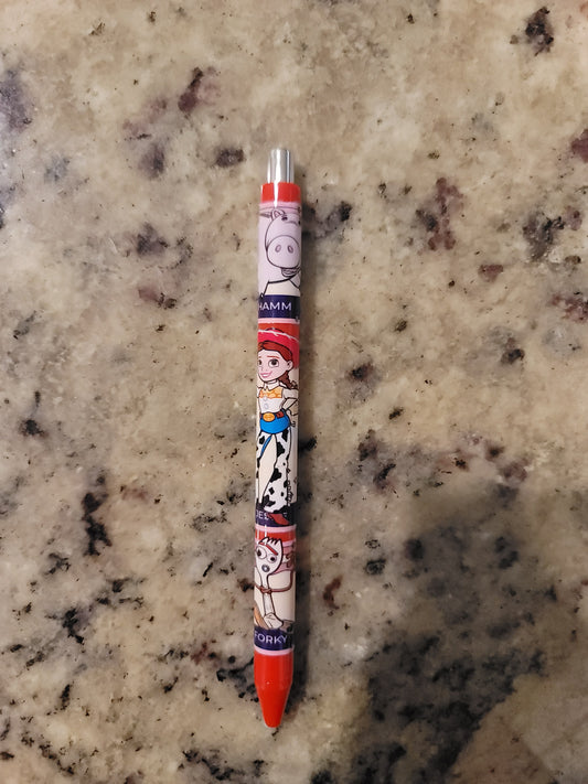 Cowgirl Adventure UV DTF Wrapped Pen | Western Inspired Character Pen | Cute Retractable Black Ink Pen | Fun Desk Accessory