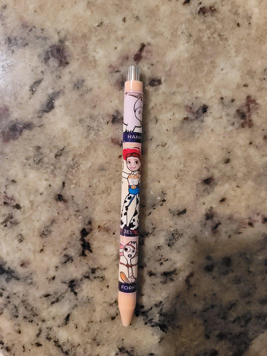 Cowgirl Adventure Friends UV DTF Wrapped Pen | Western Inspired Character Pen | Cute Retractable Black Ink Ballpoint Pen