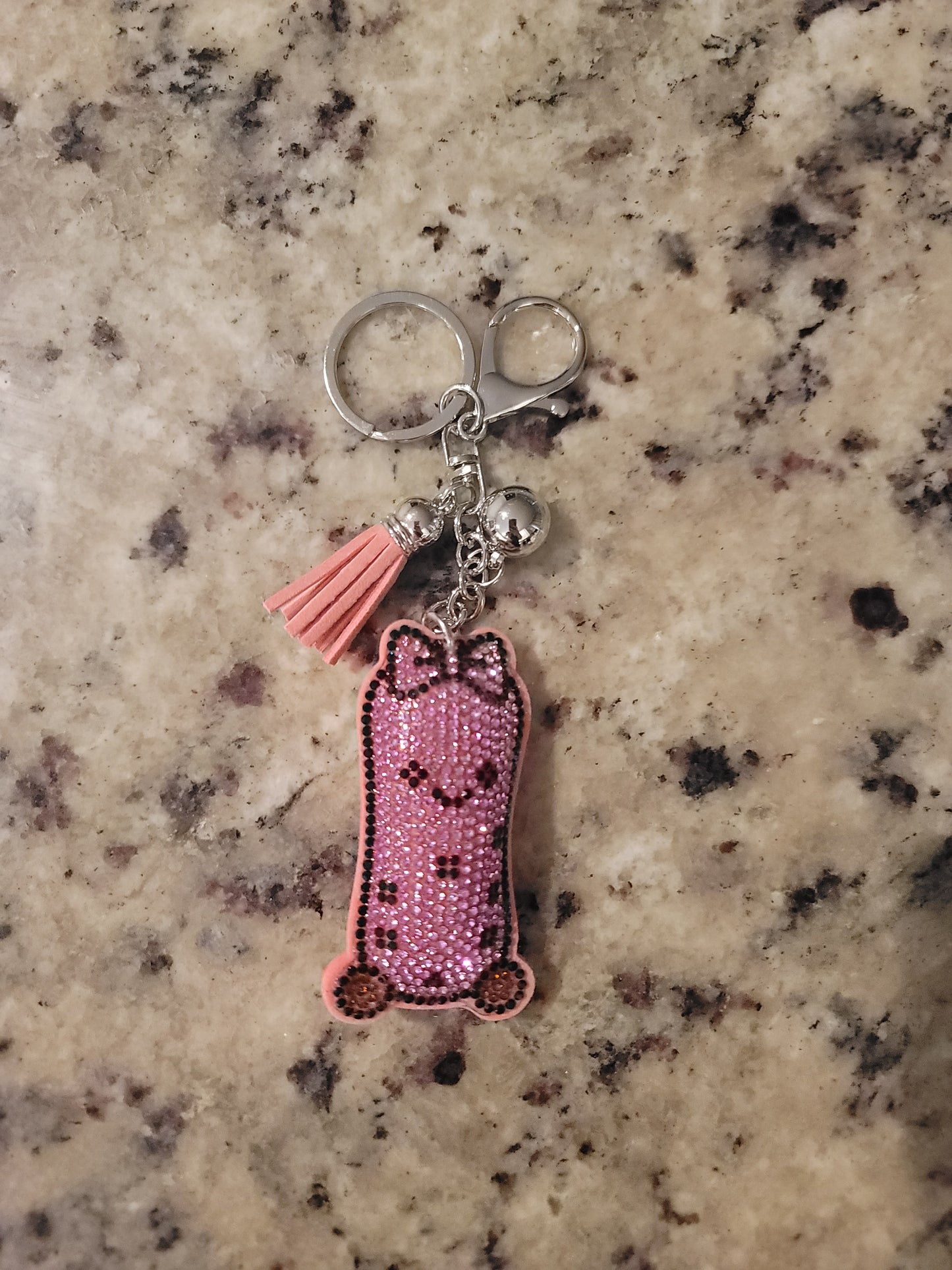 Pink Glitter Pickle Purse Buddy | Sparkly Pickle Bag Charm | Cute Rhinestone Keychain | Purse Accessory | Backpack Charm | Pickle Lover Gift
