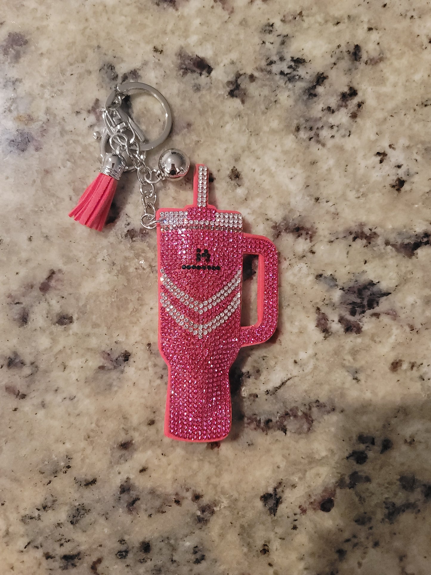Pink Rhinestone Tumbler Purse Buddy | Glitter Cup Bag Charm | Sparkly Keychain Charm | Cute Purse Accessory | Backpack Charm