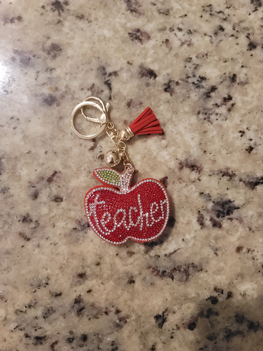 Sparkling Red Apple Purse Buddy | Rhinestone Bag Charm | Teacher-Inspired Purse Charm | Backpack & Keychain Accessory